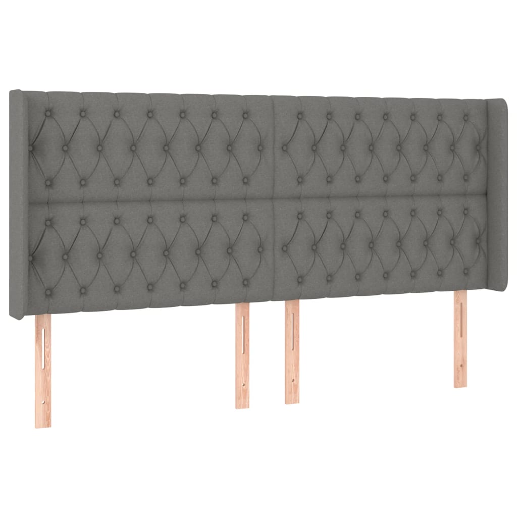 LED uzglavlje tamnosivo 203 x 16 x 118/128 cm od tkanine