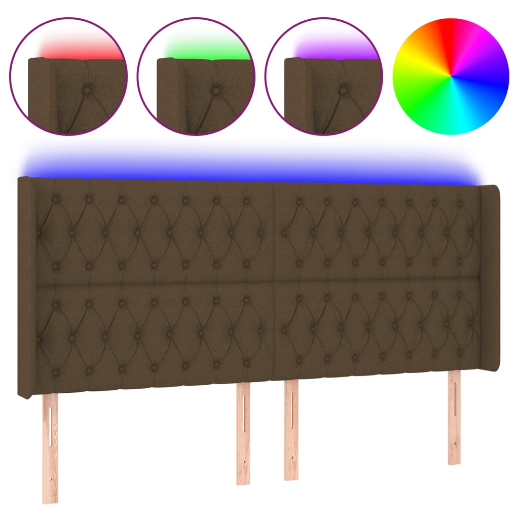 LED uzglavlje tamnosmeđe 203x16x118/128 cm od tkanine