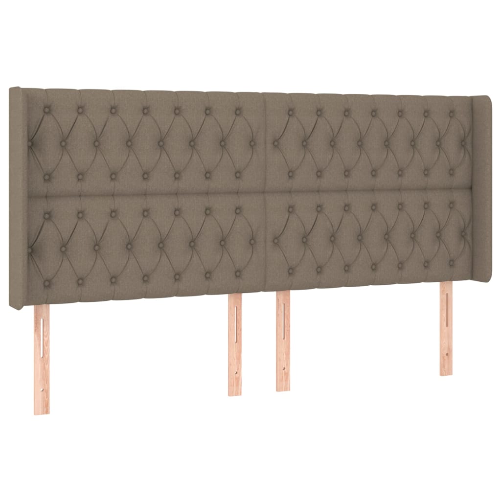 LED uzglavlje smeđesivo 203 x 16 x 118/128 cm od tkanine