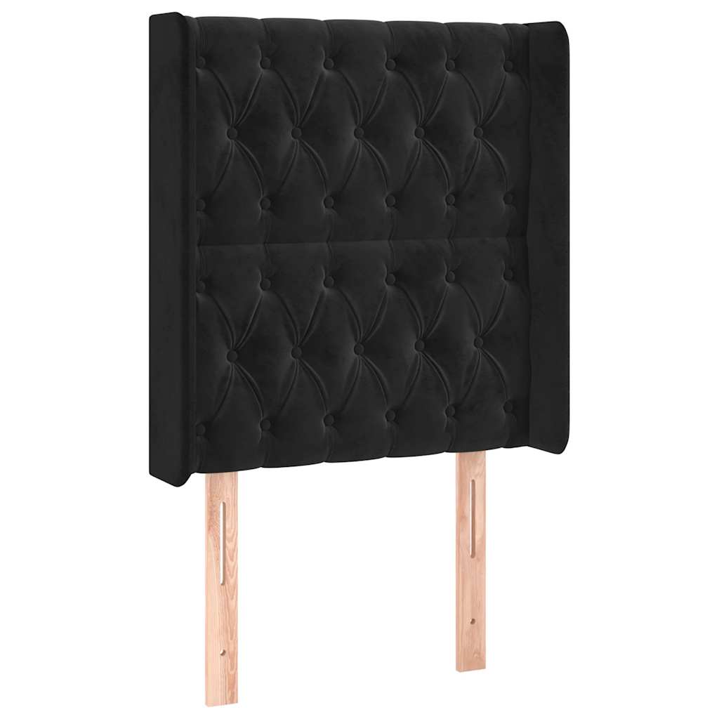 LED uzglavlje crno 83x16x118/128 cm baršunasto