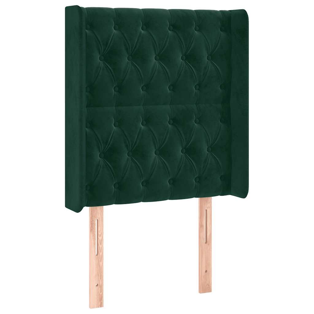 LED uzglavlje tamnozeleno 83x16x118/128 cm baršunasto