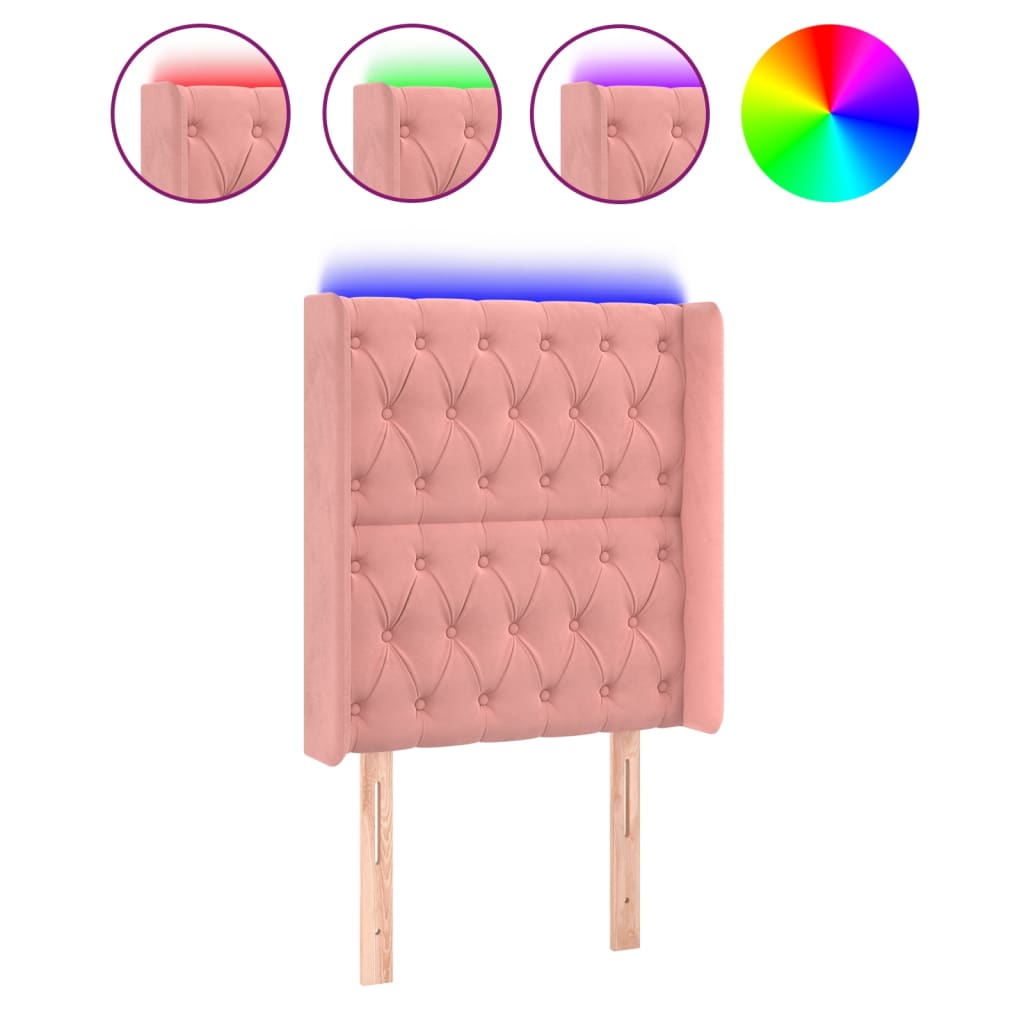 LED uzglavlje ružičasto 83x16x118/128 cm baršunasto