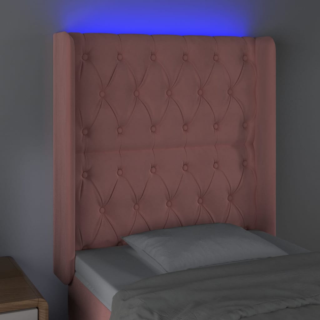 LED uzglavlje ružičasto 83x16x118/128 cm baršunasto