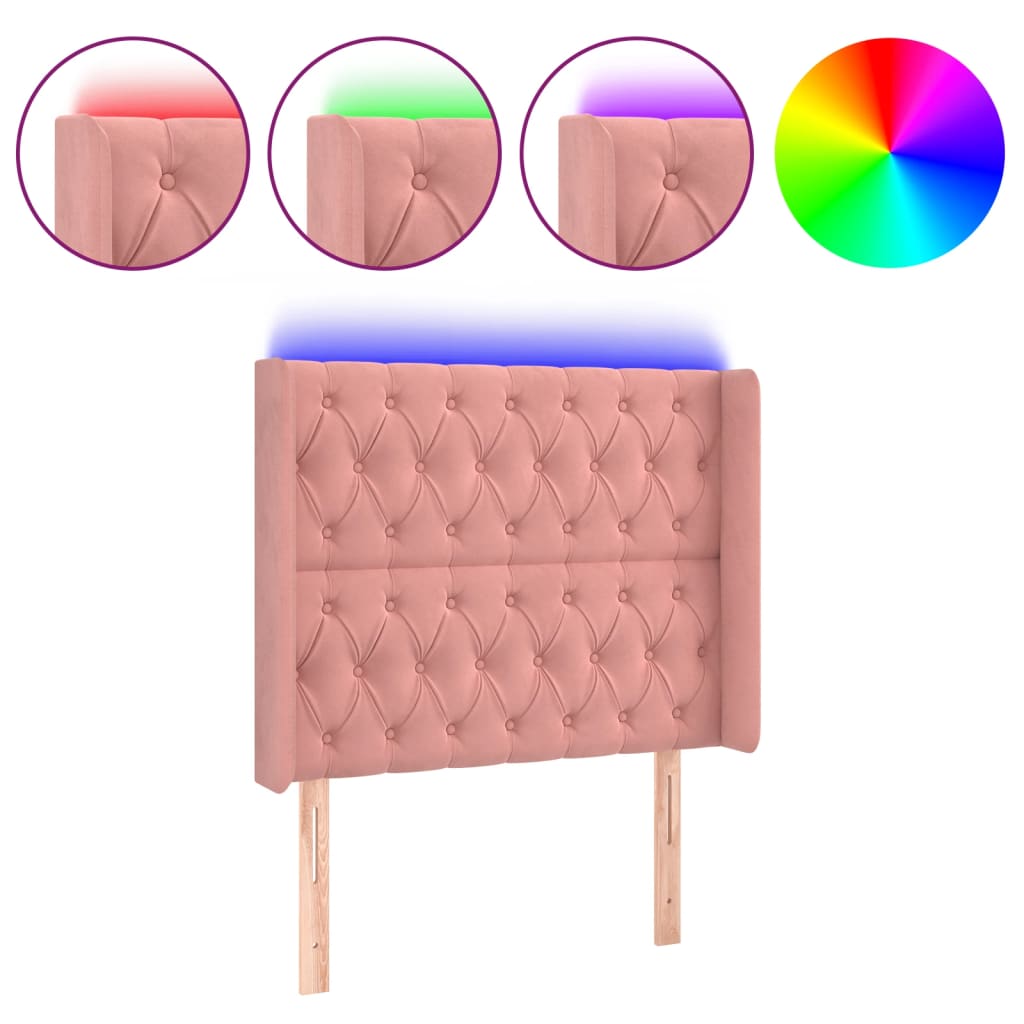 LED uzglavlje ružičasto 93x16x118/128 cm baršunasto