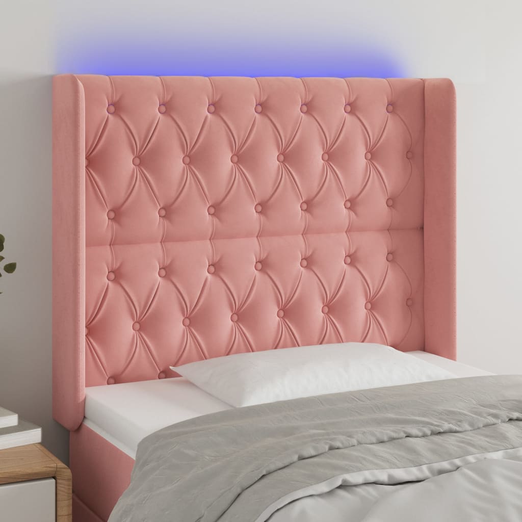 LED uzglavlje ružičasto 93x16x118/128 cm baršunasto