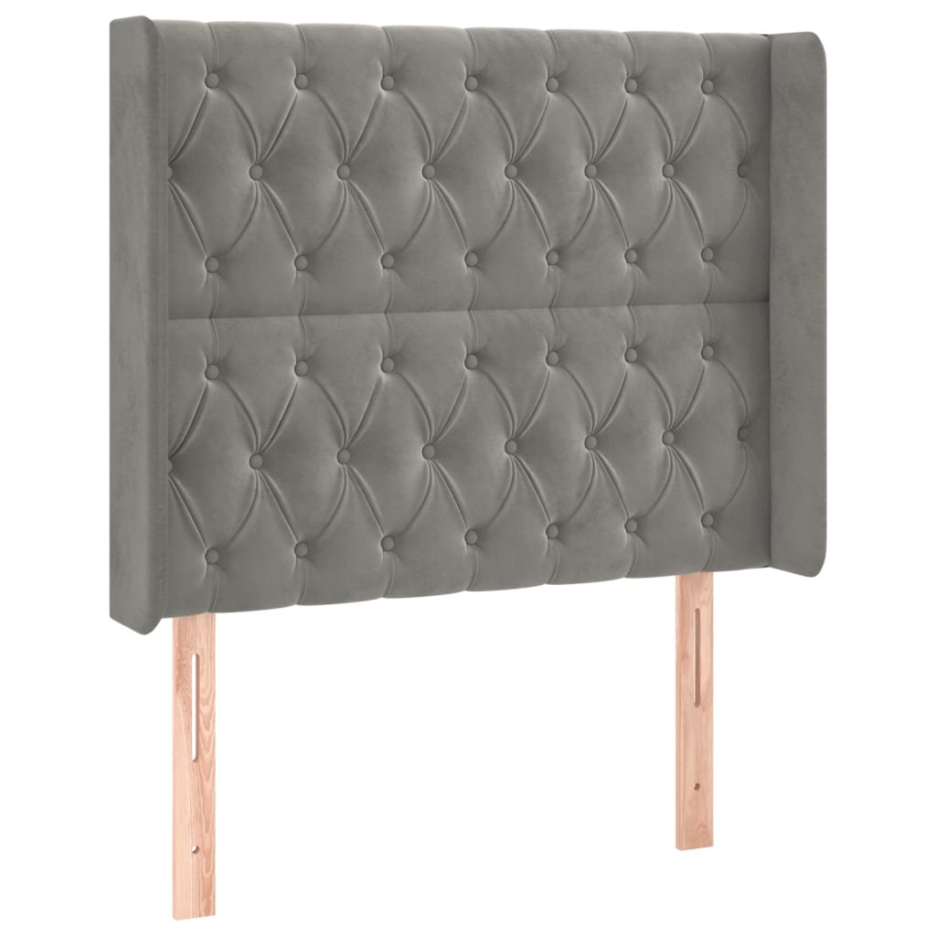 LED uzglavlje svjetlosivo 103 x 16 x 118/128 cm baršunasto