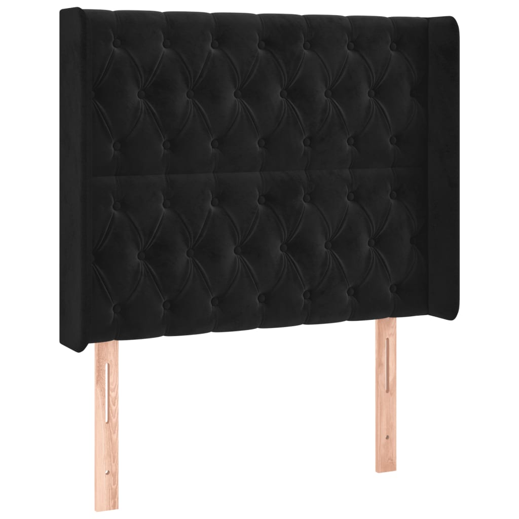 LED uzglavlje crno 103x16x118/128 cm baršunasto