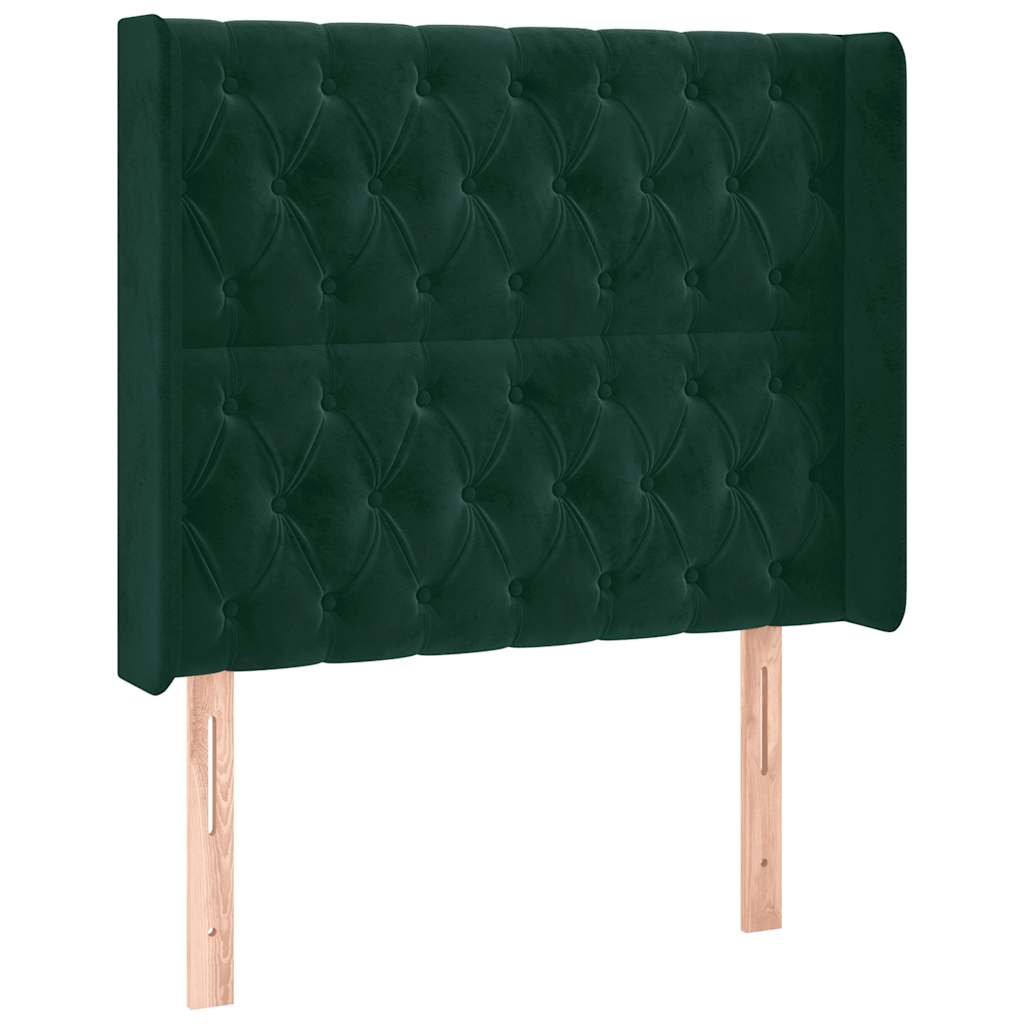 LED uzglavlje tamnozeleno 103x16x118/128 cm baršunasto