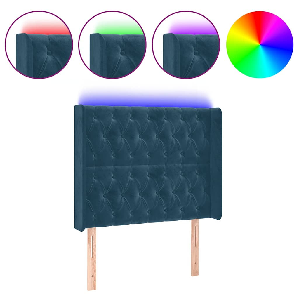 LED uzglavlje tamnoplavo 103x16x118/128 cm baršunasto