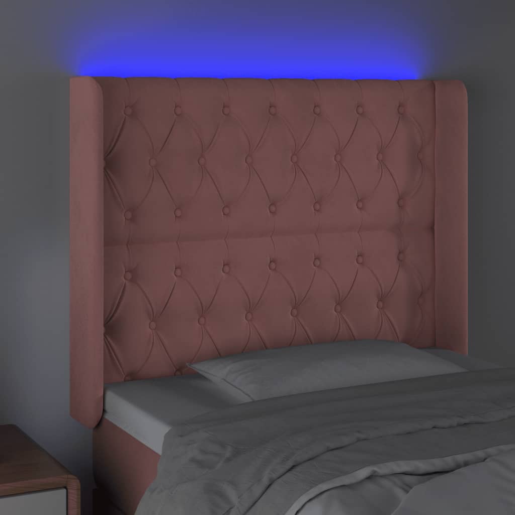 LED uzglavlje ružičasto 103x16x118/128 cm baršunasto