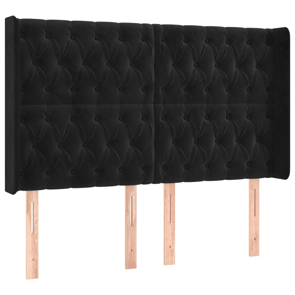 LED uzglavlje crno 147x16x118/128 cm baršunasto