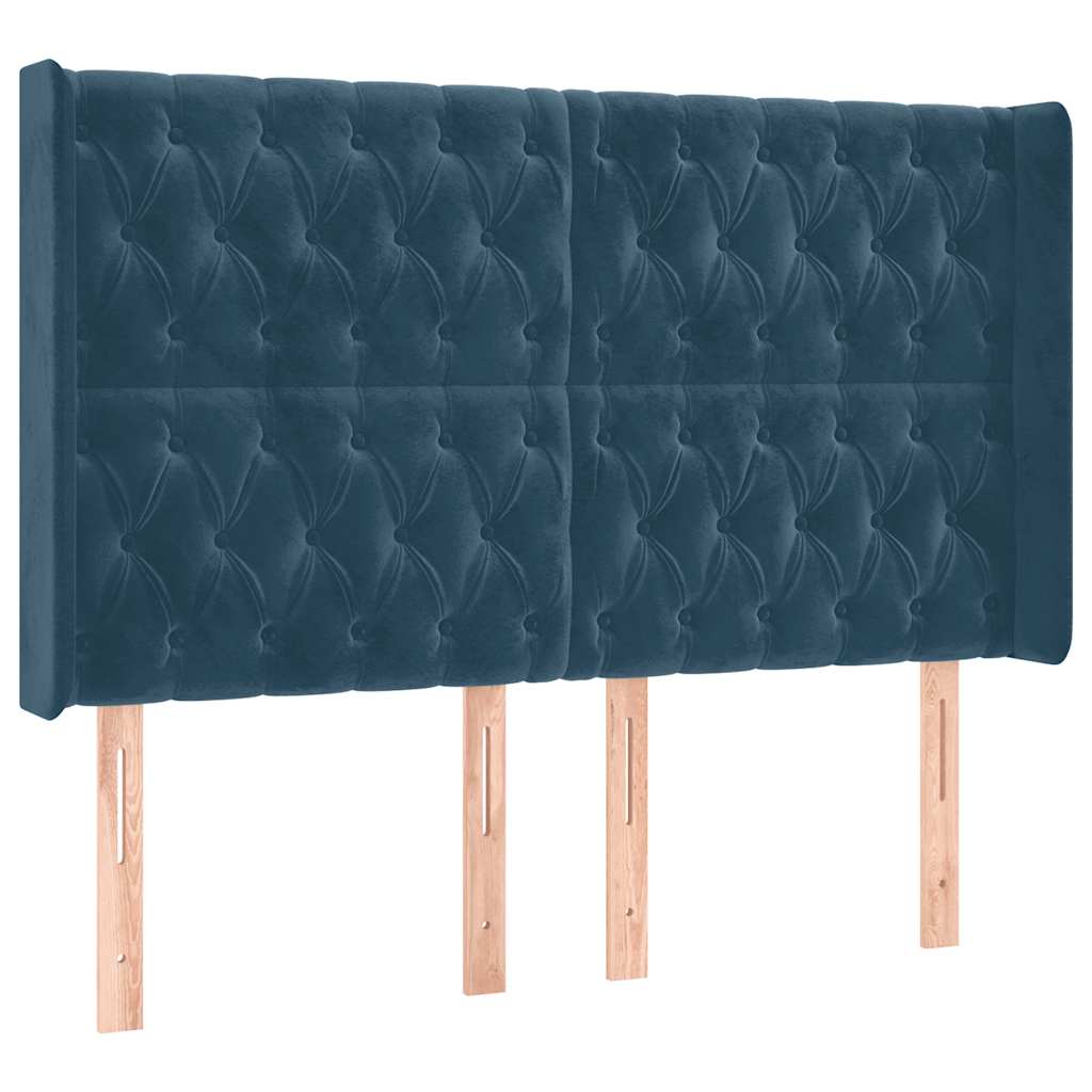 LED uzglavlje tamnoplavo 163x16x118/128 cm baršunasto