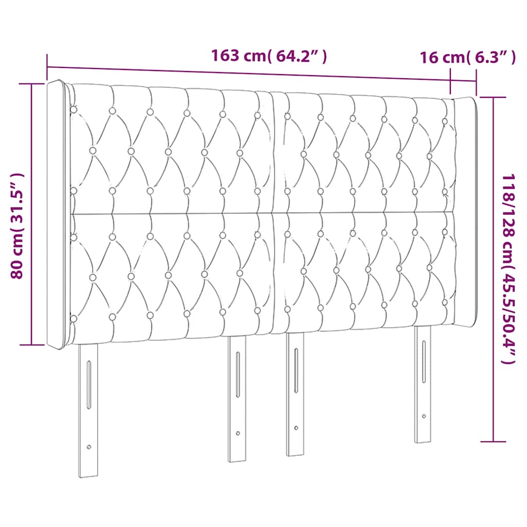 LED uzglavlje tamnoplavo 163x16x118/128 cm baršunasto