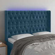 LED uzglavlje tamnoplavo 163x16x118/128 cm baršunasto