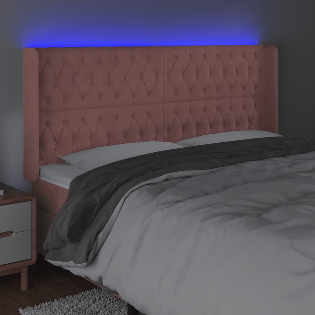 LED uzglavlje ružičasto 183x16x118/128 cm baršunasto