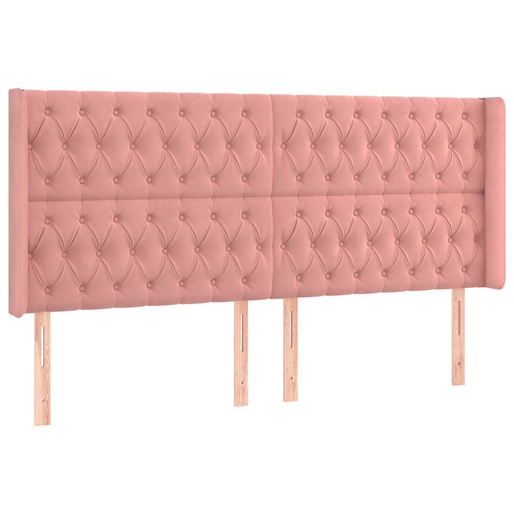 LED uzglavlje ružičasto 203x16x118/128 cm baršunasto
