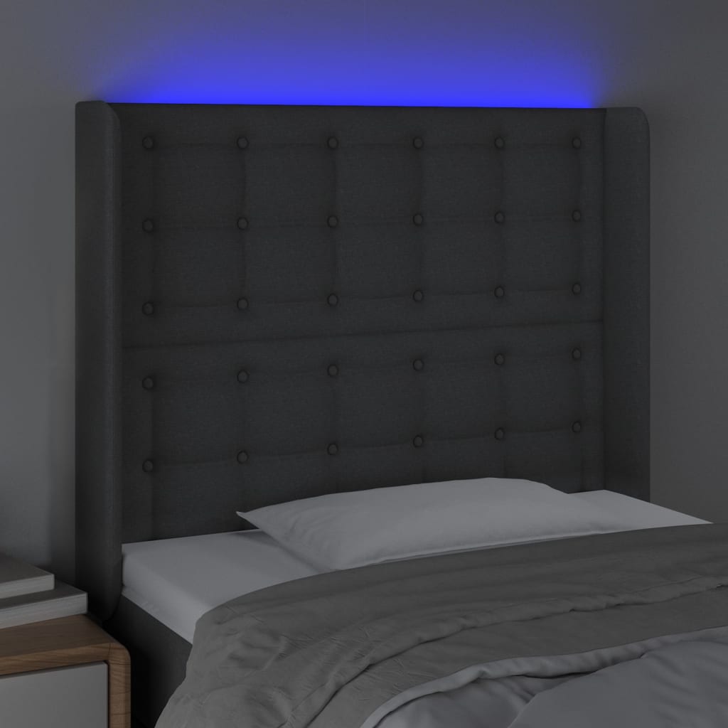 LED uzglavlje tamnosivo 83 x 16 x 118/128 cm od tkanine