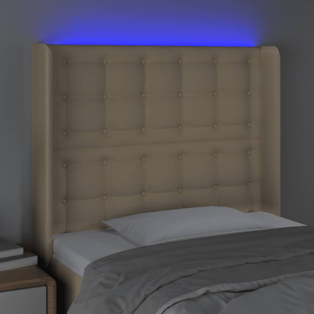 LED uzglavlje krem 83 x 16 x 118/128 cm od tkanine