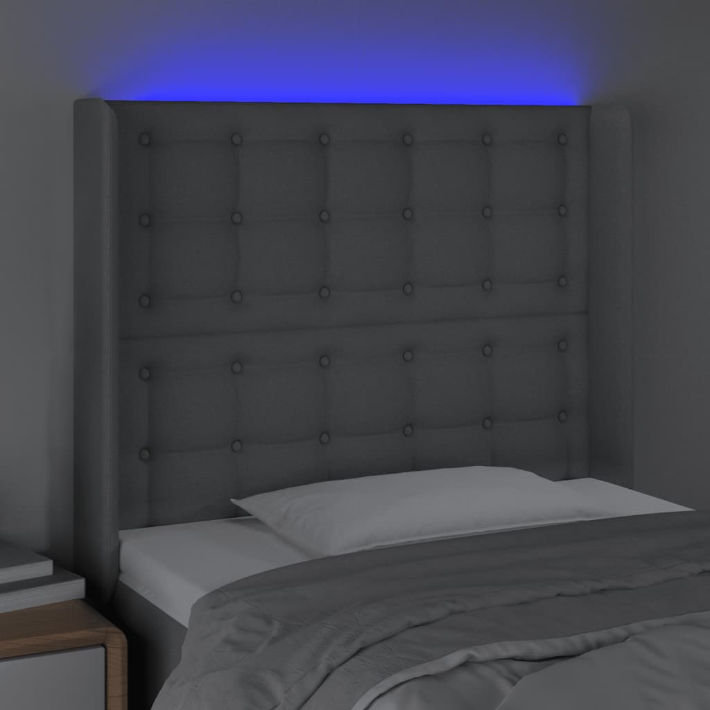 LED uzglavlje svjetlosivo 93 x 16 x 118/128 cm od tkanine