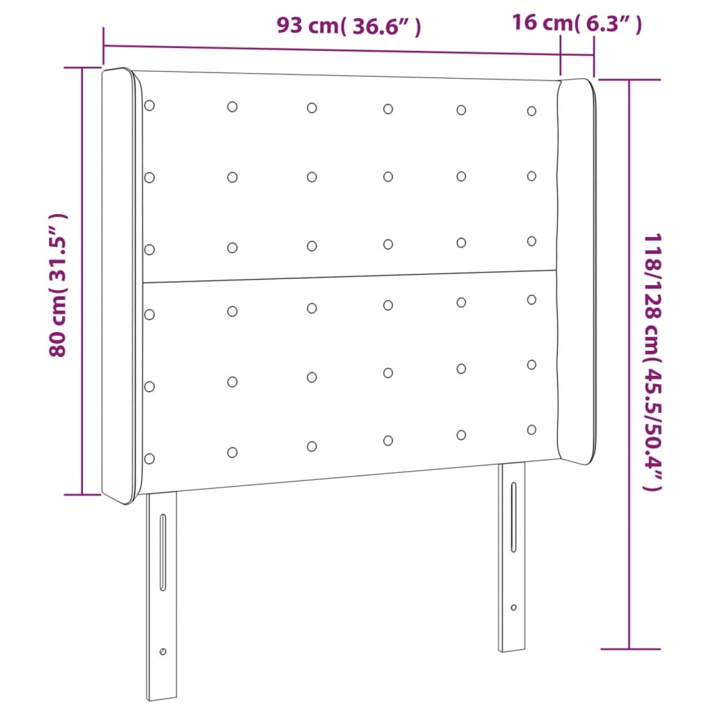 LED uzglavlje plavo 93 x 16 x 118/128 cm od tkanine