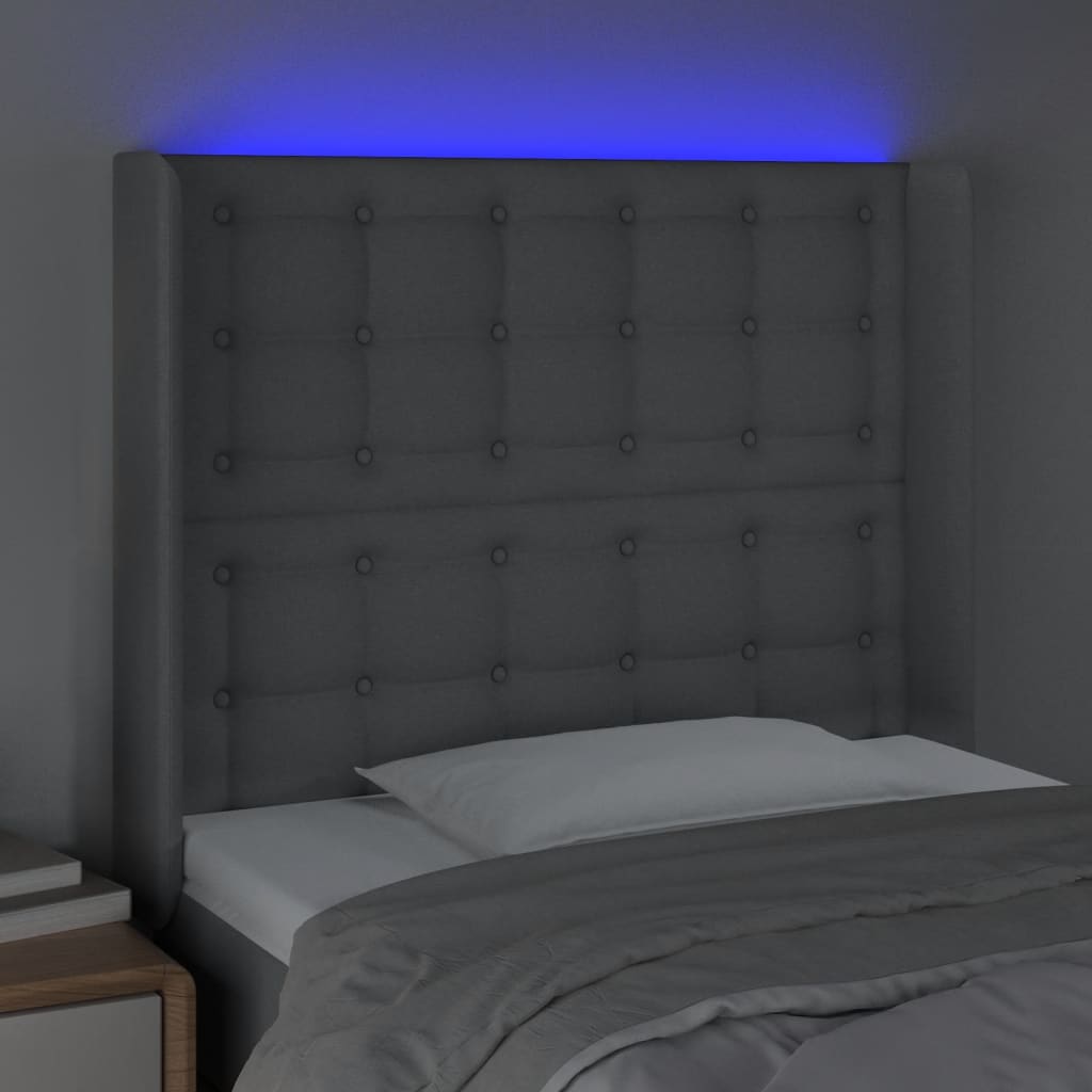 LED uzglavlje svjetlosivo 103 x 16 x 118/128 cm od tkanine