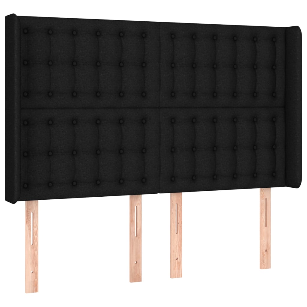 LED uzglavlje crno 147 x 16 x 118/128 cm od tkanine