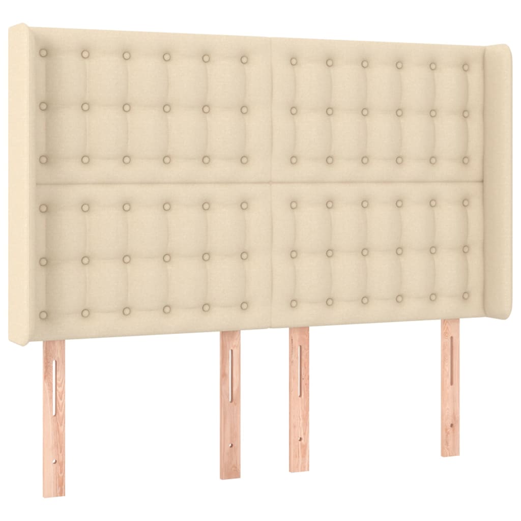 LED uzglavlje krem 147 x 16 x 118/128 cm od tkanine