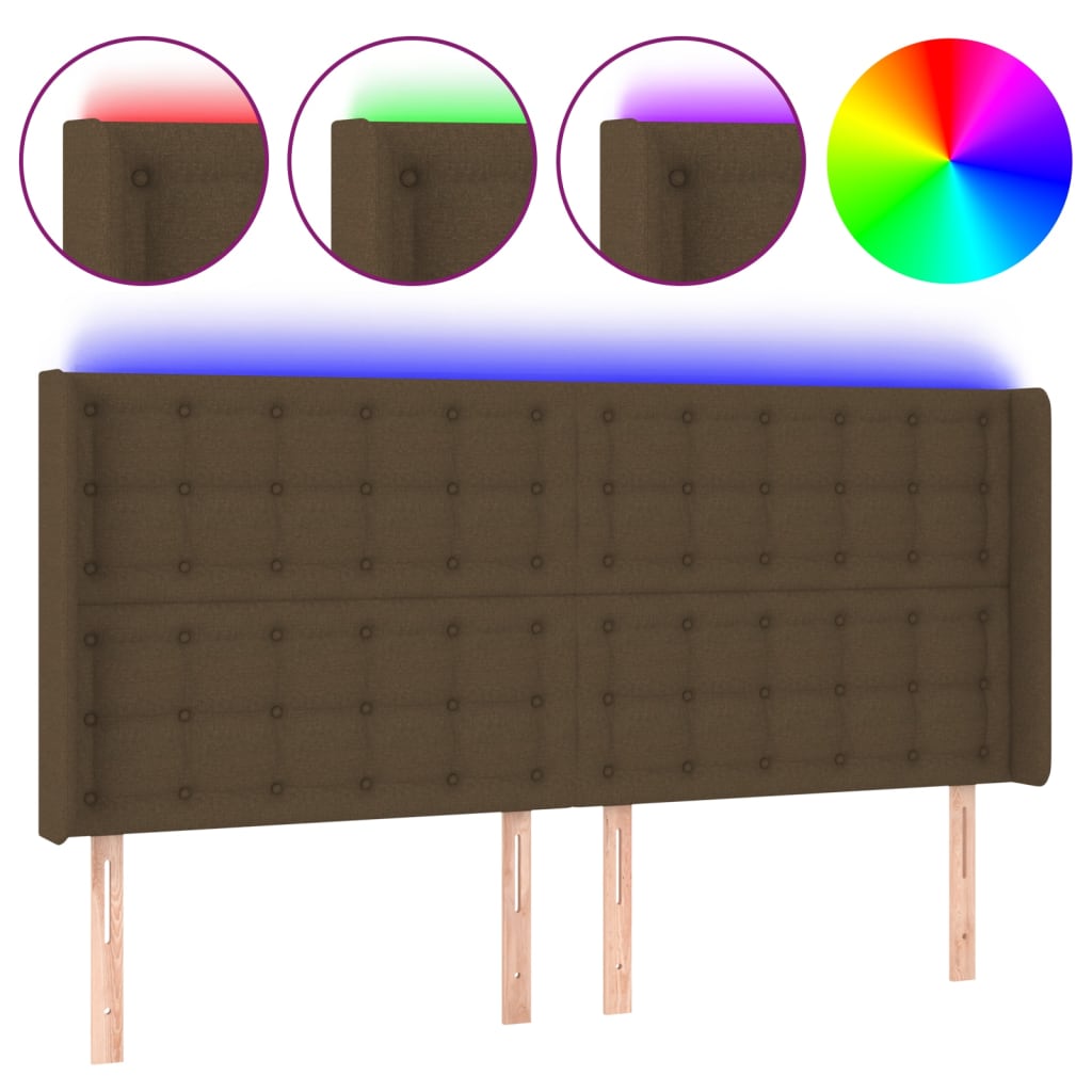 LED uzglavlje tamnosmeđe 163x16x118/128 cm od tkanine