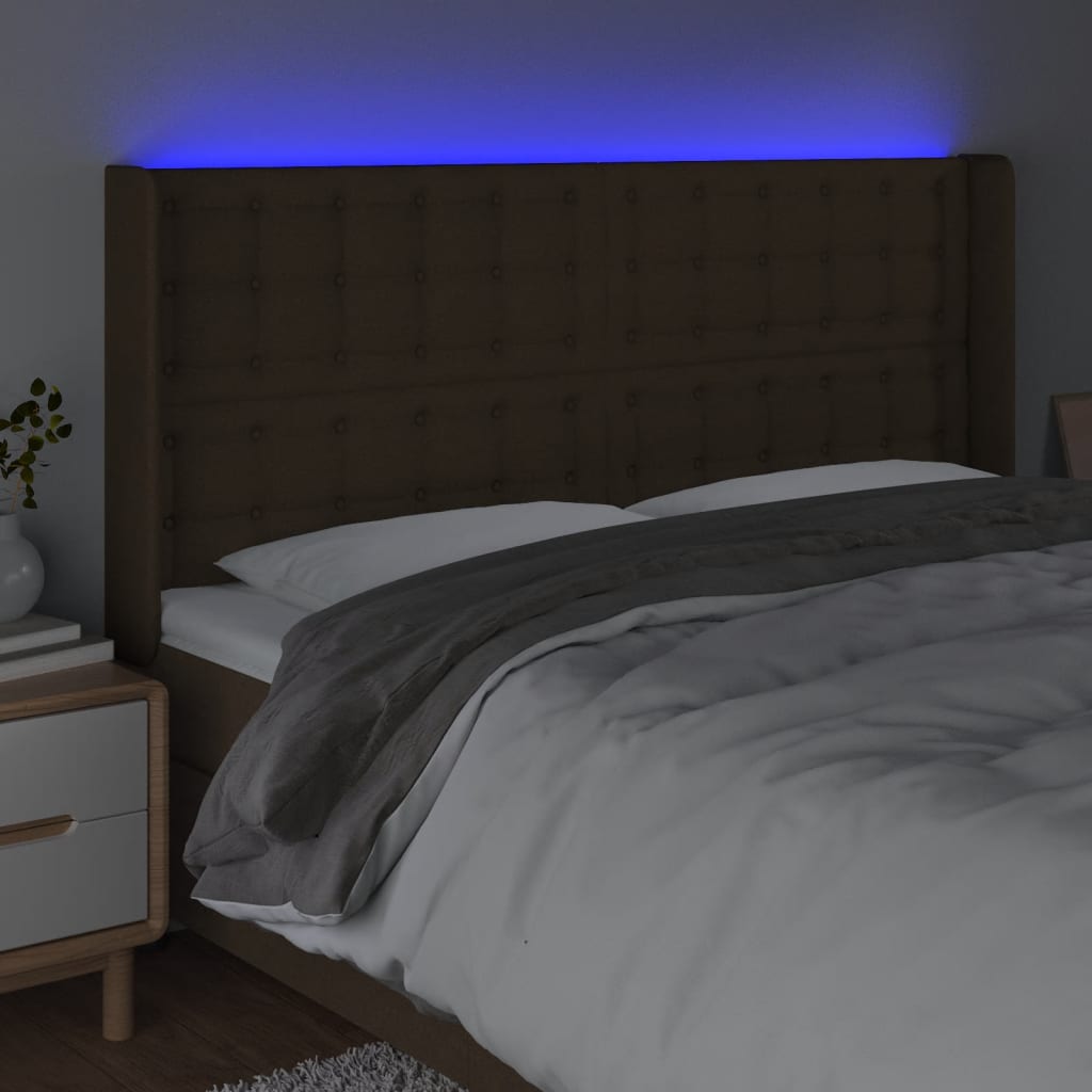 LED uzglavlje tamnosmeđe 163x16x118/128 cm od tkanine