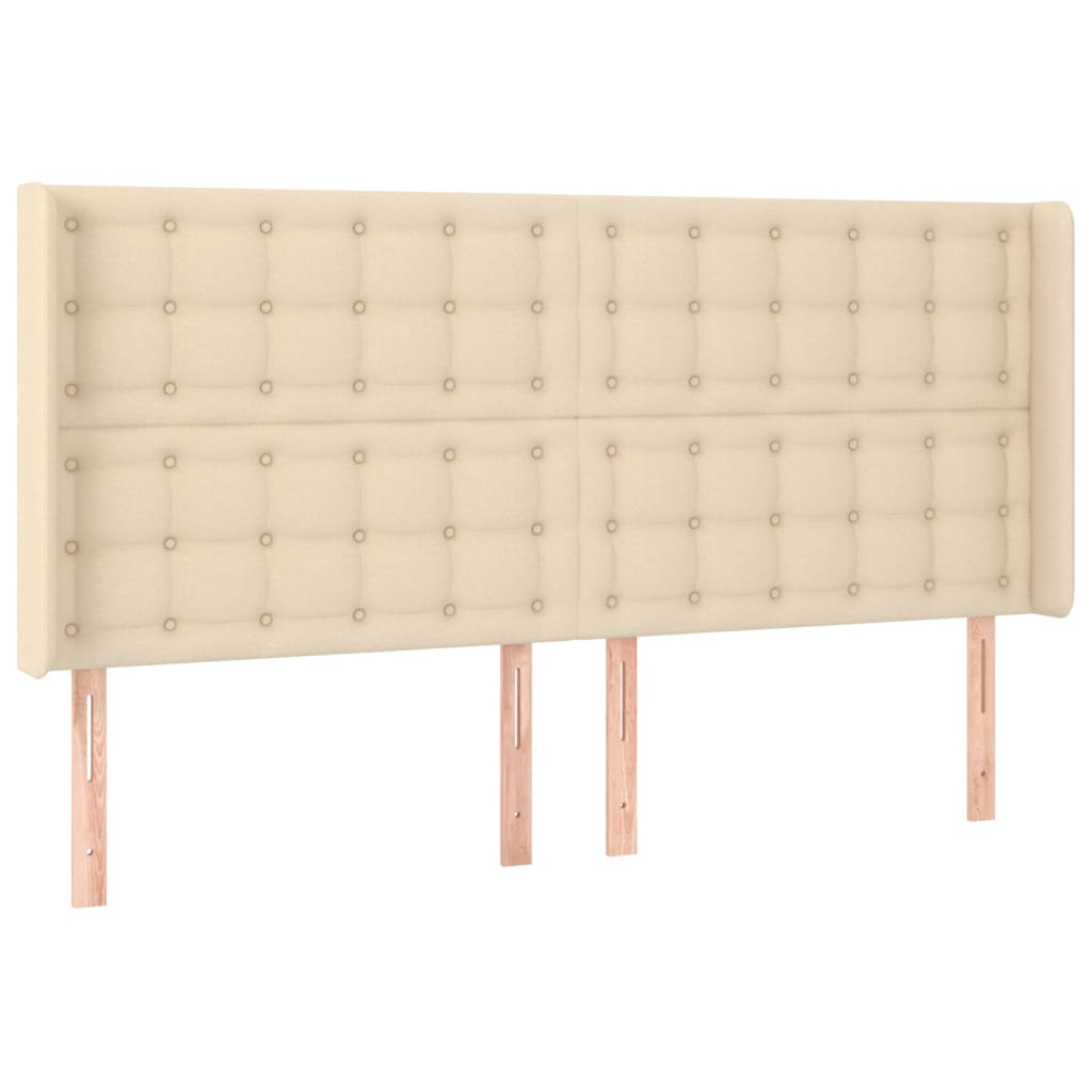 LED uzglavlje krem 163 x 16 x 118/128 cm od tkanine