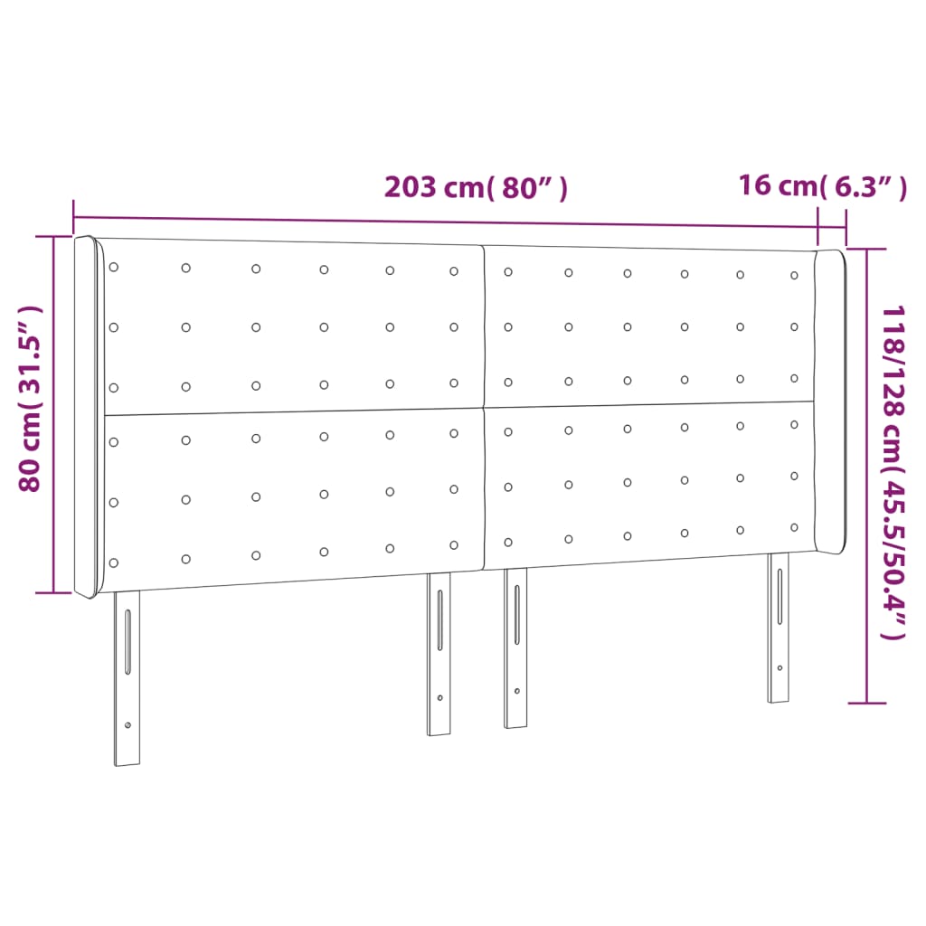 LED uzglavlje tamnosmeđe 203x16x118/128 cm od tkanine