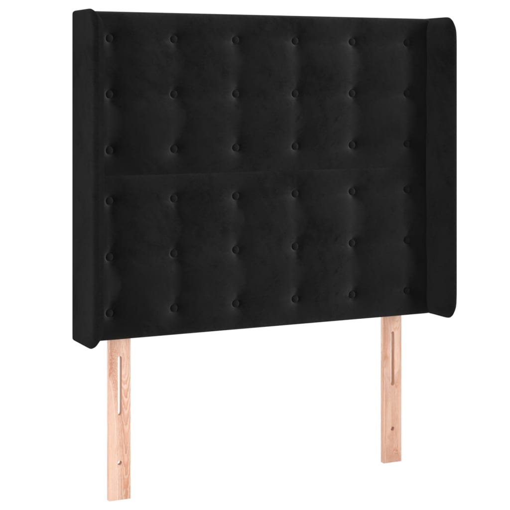 LED uzglavlje crno 83x16x118/128 cm baršunasto