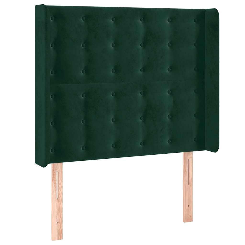 LED uzglavlje tamnozeleno 93x16x118/128 cm baršunasto