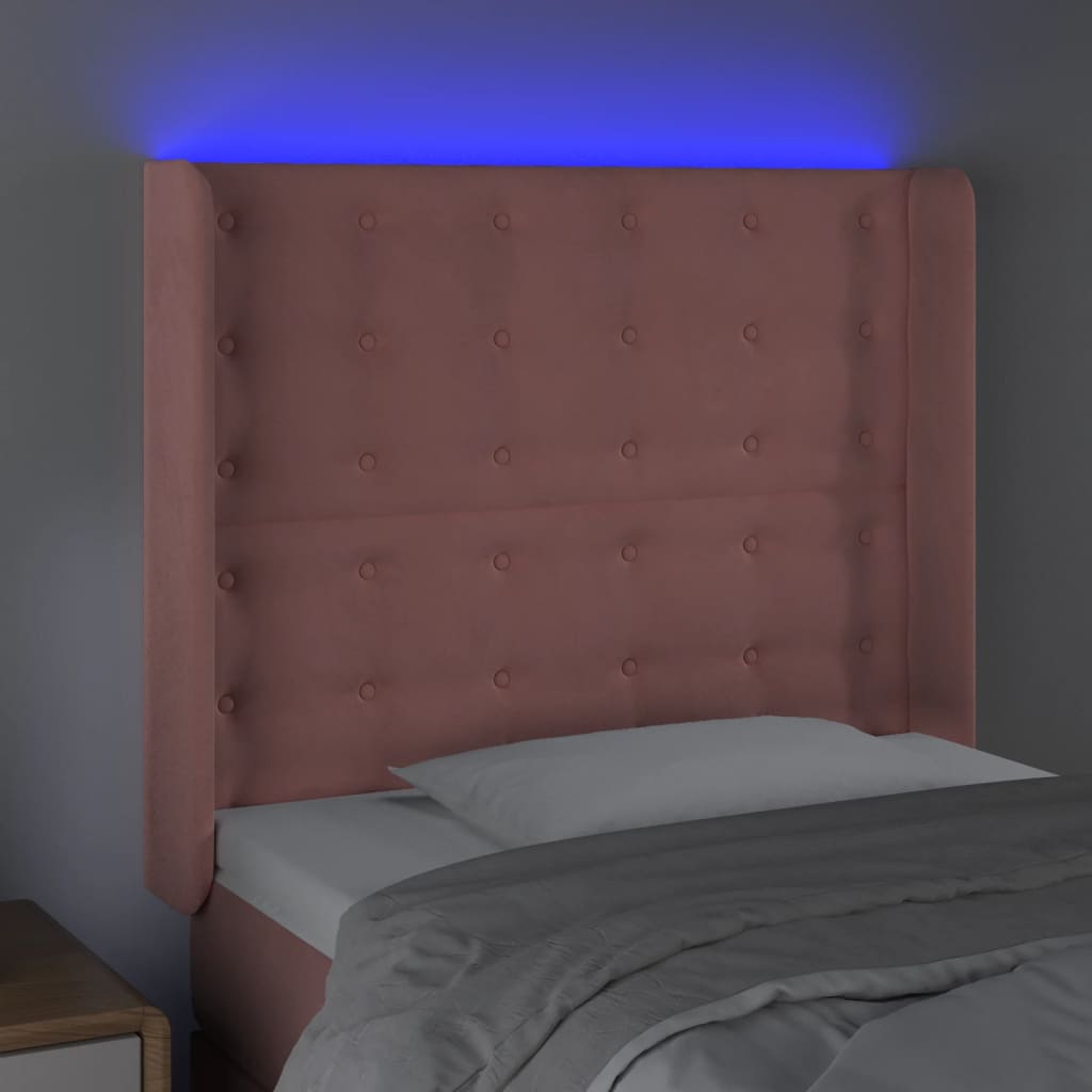 LED uzglavlje ružičasto 93x16x118/128 cm baršunasto