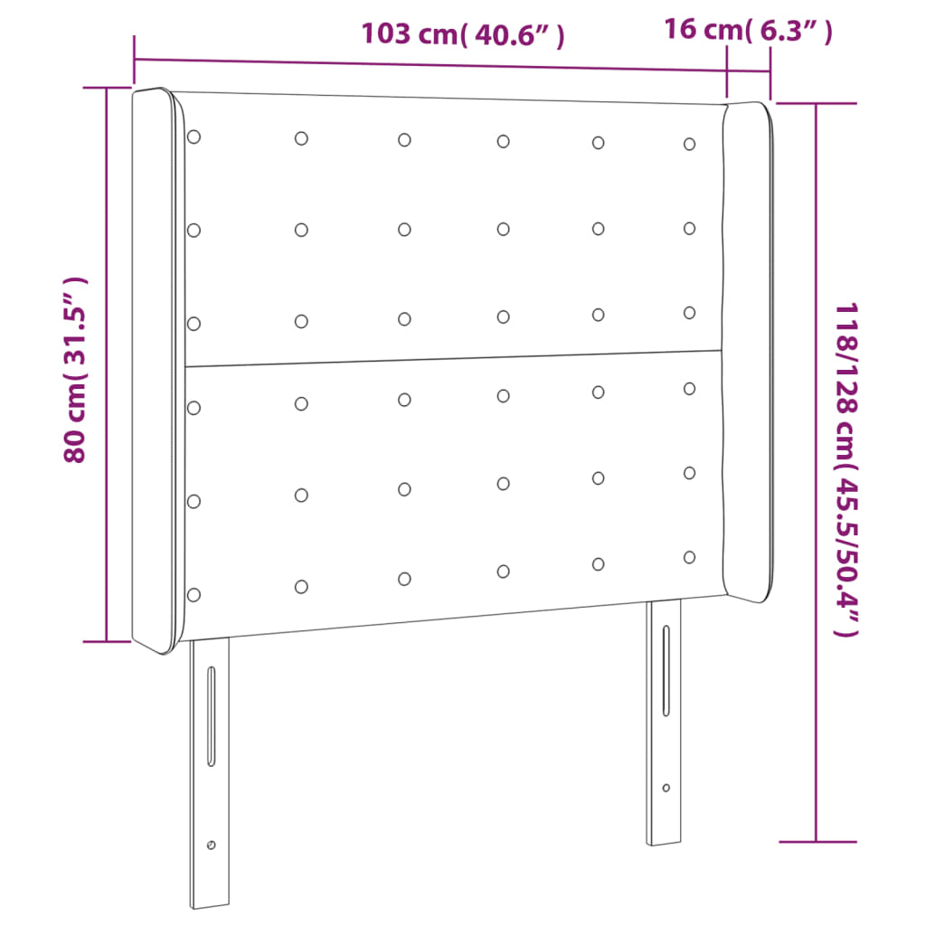 LED uzglavlje tamnosivo 103x16x118/128 cm baršunasto