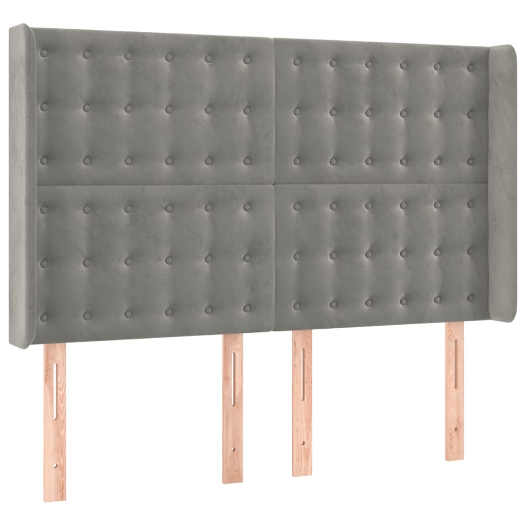 LED uzglavlje svjetlosivo 147 x 16 x 118/128 cm baršunasto