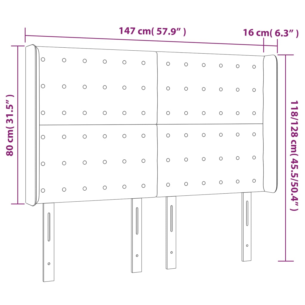 LED uzglavlje svjetlosivo 147 x 16 x 118/128 cm baršunasto
