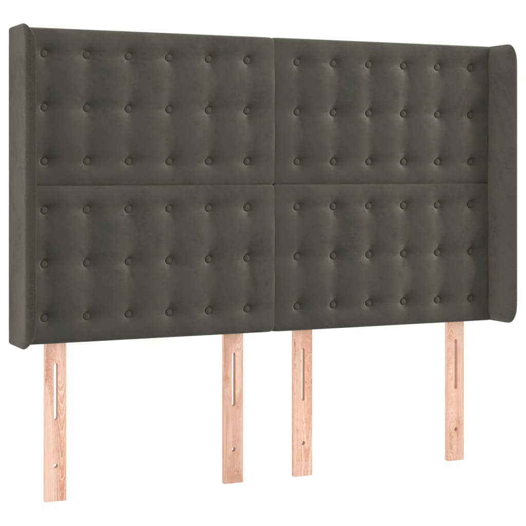 LED uzglavlje tamnosivo 147x16x118/128 cm baršunasto