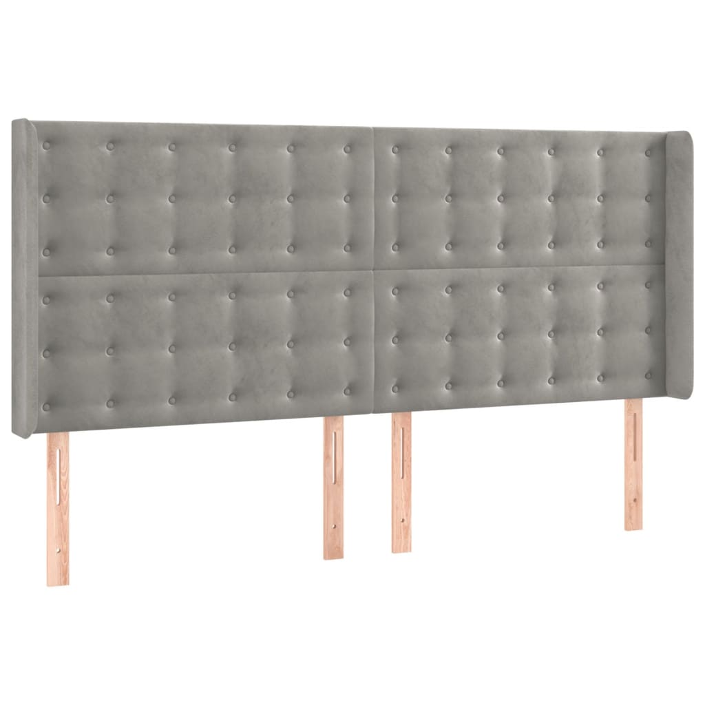 LED uzglavlje svjetlosivo 163 x 16 x 118/128 cm baršunasto
