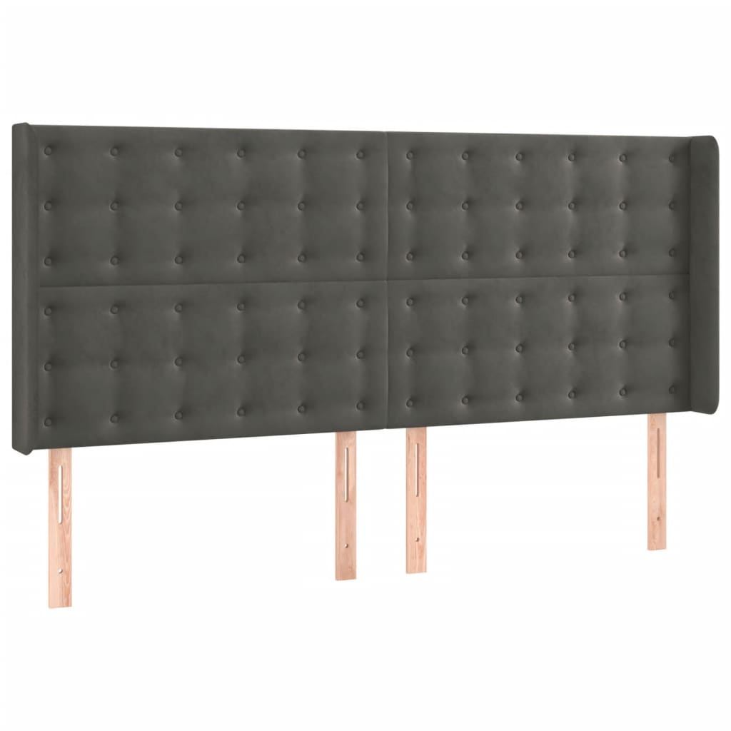 LED uzglavlje tamnosivo 163x16x118/128 cm baršunasto