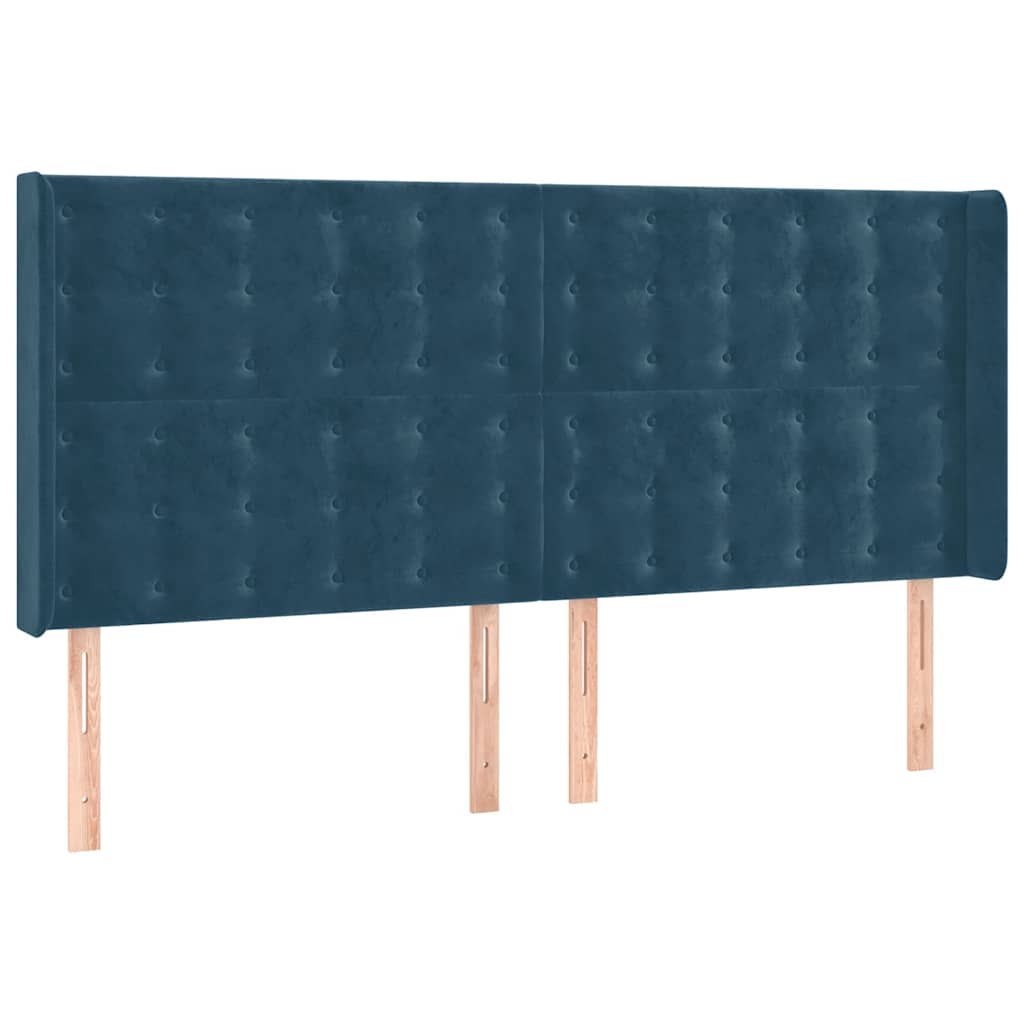 LED uzglavlje tamnoplavo 163x16x118/128 cm baršunasto