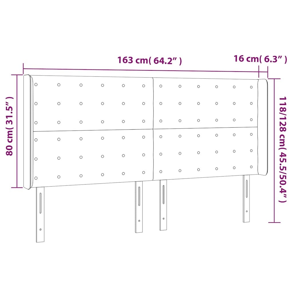 LED uzglavlje tamnoplavo 163x16x118/128 cm baršunasto