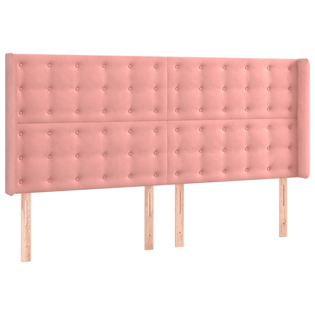 LED uzglavlje Ružičasta 163x16x118/128 cm baršunasto
