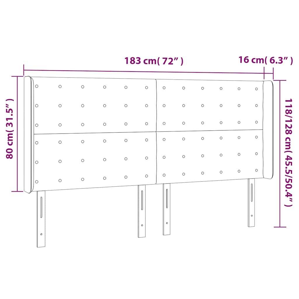 LED uzglavlje tamnoplavo 183 x 16 x 118/128 cm od tkanine