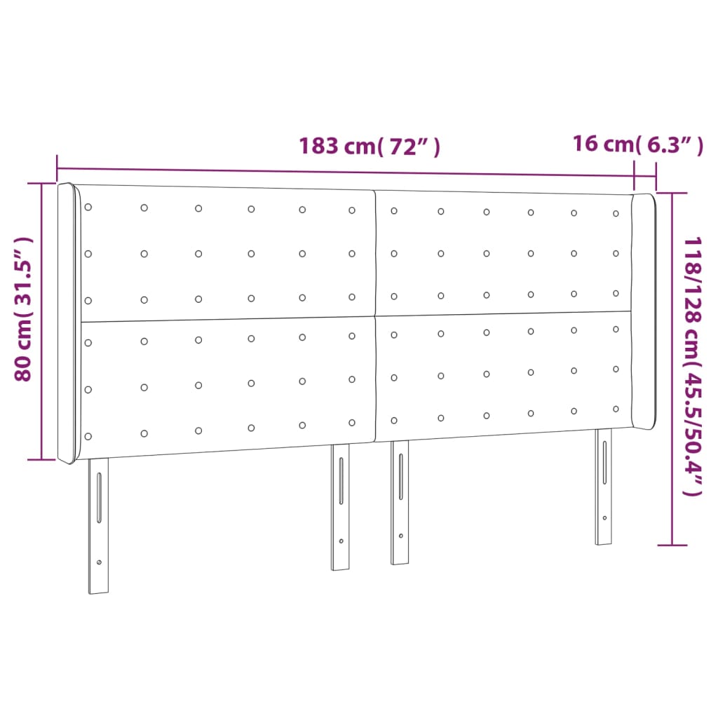 LED uzglavlje ružičasto 183x16x118/128 cm baršunasto