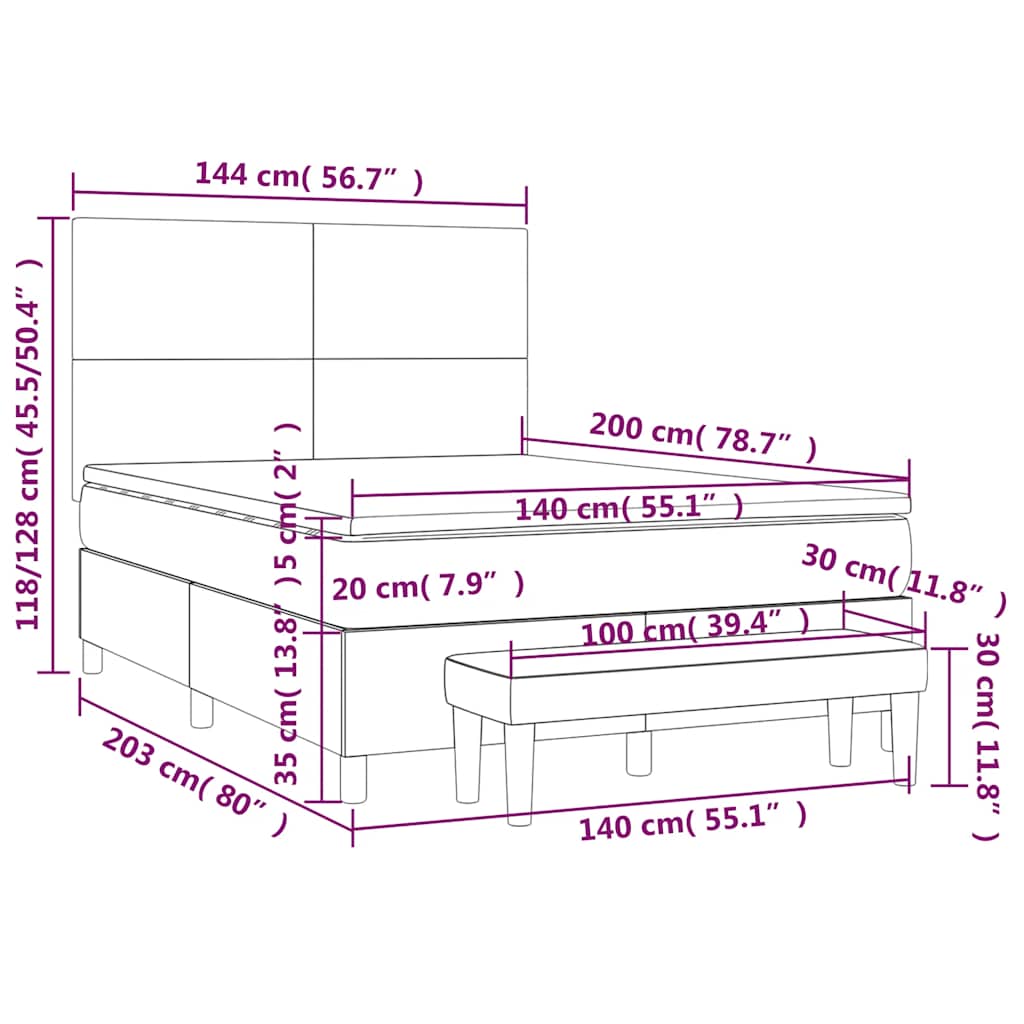 Krevet s oprugama i madracem crni 140x200 cm od tkanine