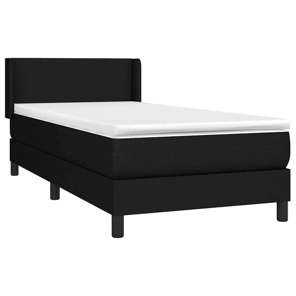 Krevet s oprugama i madracem crni 90x200 cm od tkanine