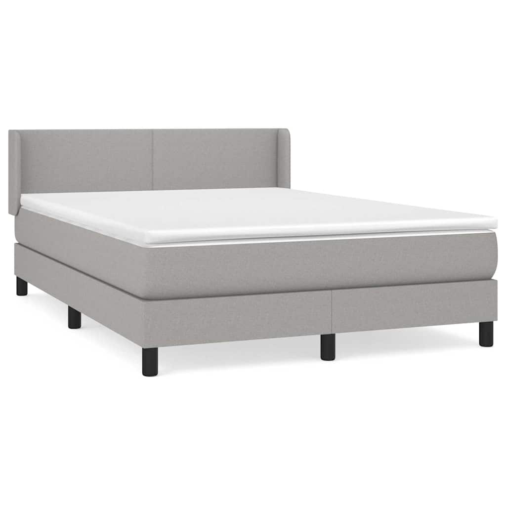 Krevet box spring s madracem svjetlosivi 140x200 cm od tkanine