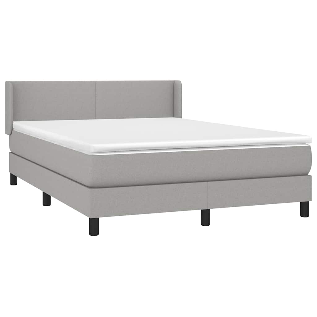 Krevet box spring s madracem svjetlosivi 140x200 cm od tkanine
