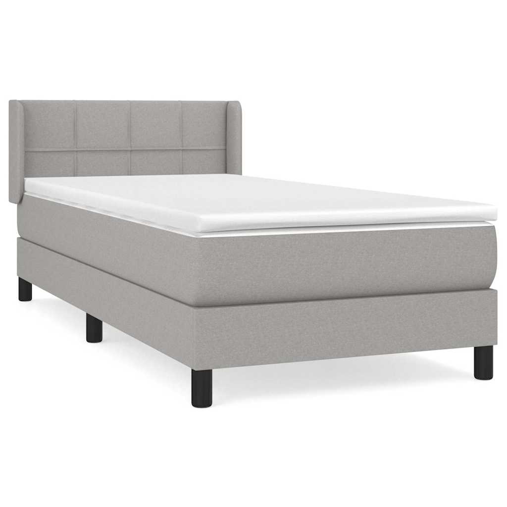 Box spring krevet s madracem svjetlosivi 90x190 cm od tkanine